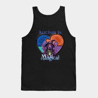 Autism Awareness Puzzle Dog Autism Is Magical Tank Top